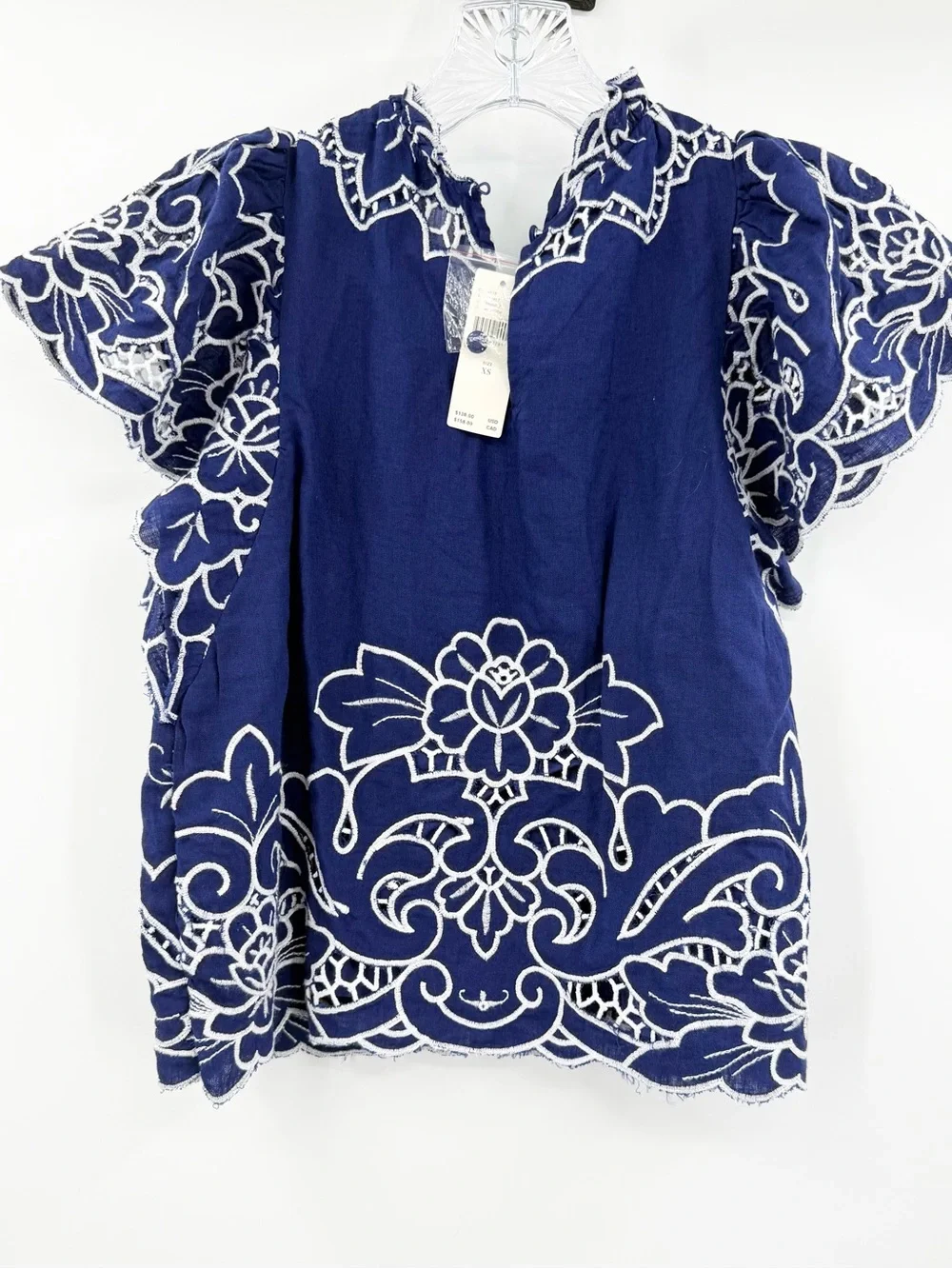 Anthropologie NWT Women's Laine High-Neck Lace Cutwork Blouse Size XS